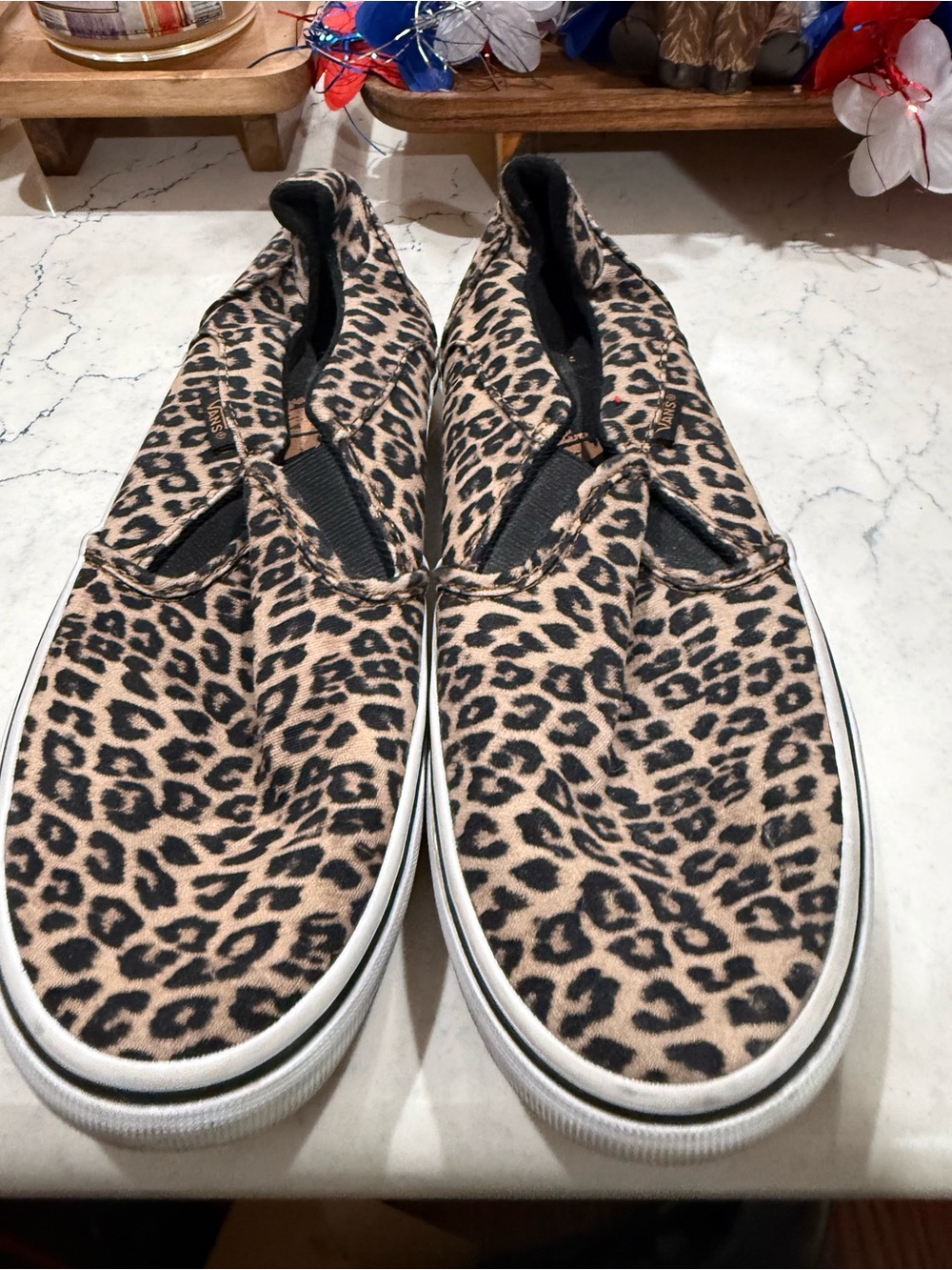 Vans Leopard Print Slip-On Sneakers - Black & Tan